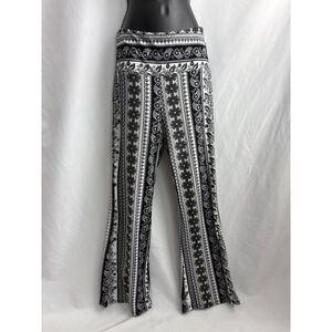 I Believe Stretch Bell Bottom Flare Palazzo Pants Size L Boho Ethnic Bohemian